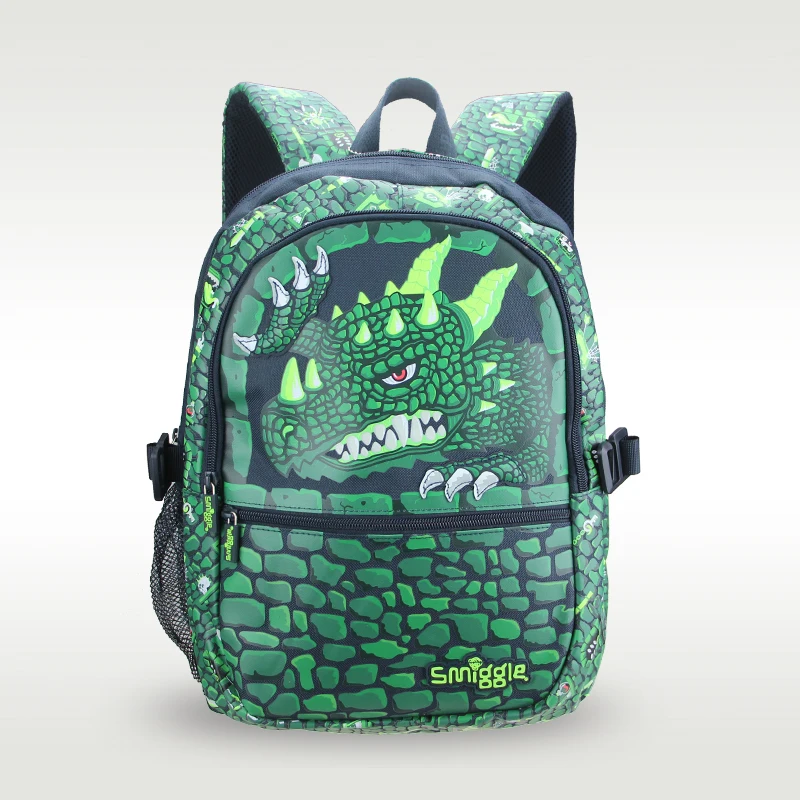 

Australia Smiggle Original Children's Schoolbags Boy Backpack Green Primitive Dragon Domineering Supplies 7-12 Years Old 16 Inch