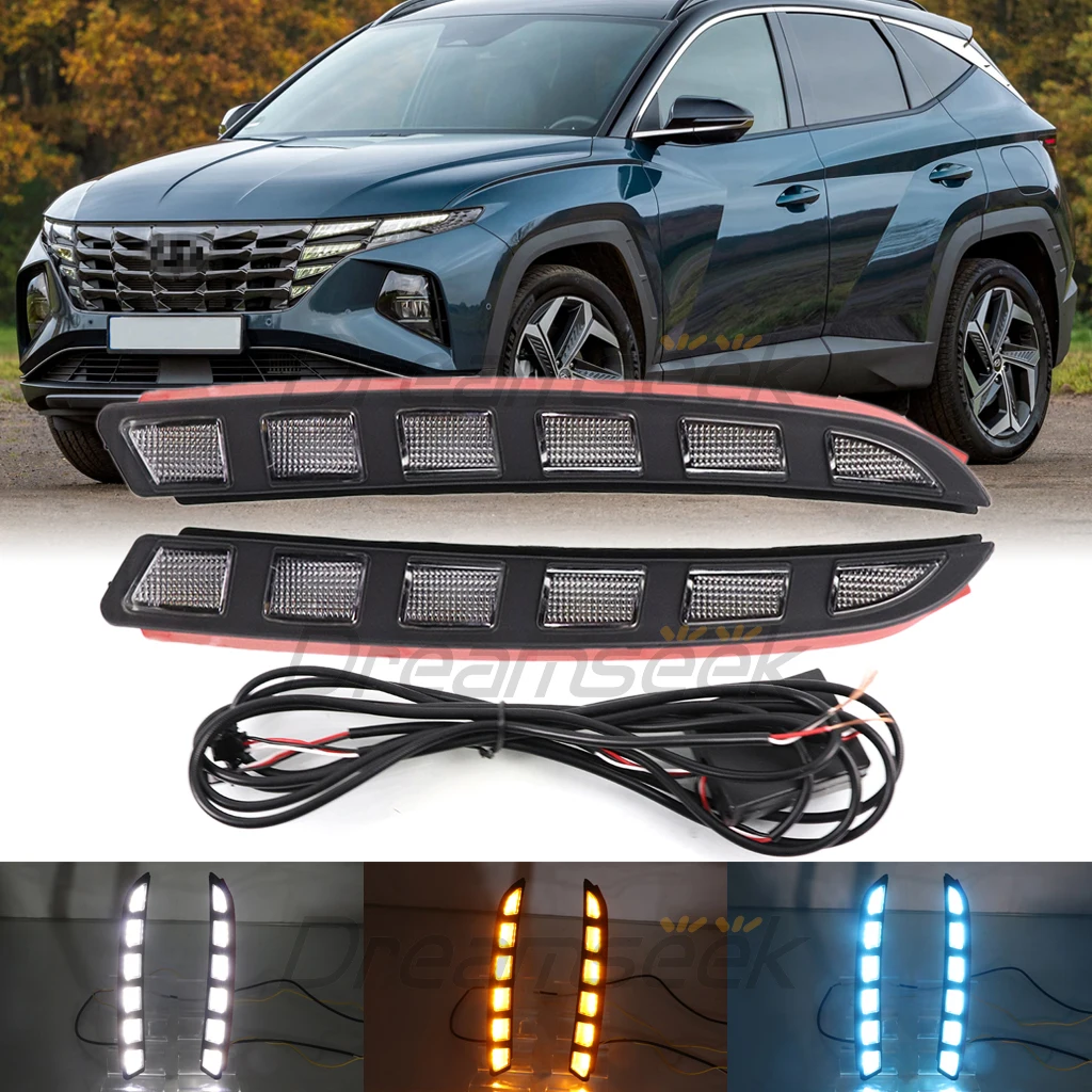 3 Color Led Drl Day Lights For Hyundai Tucson Nx4 2022 2023 Daytime Running Light Mustang Style W Dynamic Sequential Turn Signal| | - Aliexpress
