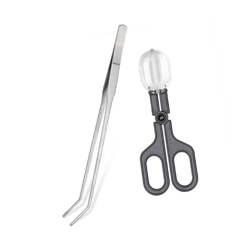 E15D Reptiles Feeders Clamp Reptiles Feeding Tongs Clear Catcher With Catching Tool