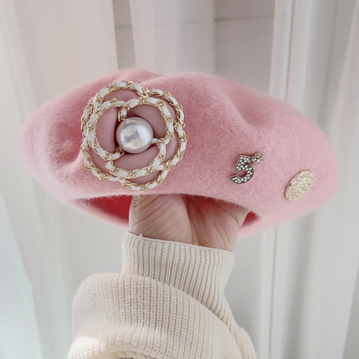 Brand Flower Wool Beret Winter Hat For Women Top Hats Girl Berets Female Daily Wear gorras para mujer