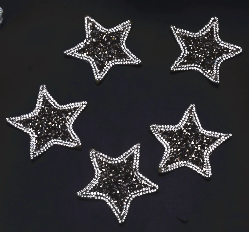 

star 6.5cm Badge rhinestone beaded sequins patches embroidered sew on patch applique patches for clothes parches para la ropa