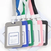 Unisex Work Color ID Card Holder Lanyard Badge Holders Identification Sleeve Dual Clear Business Exhibit School Strap Neck Hang 1