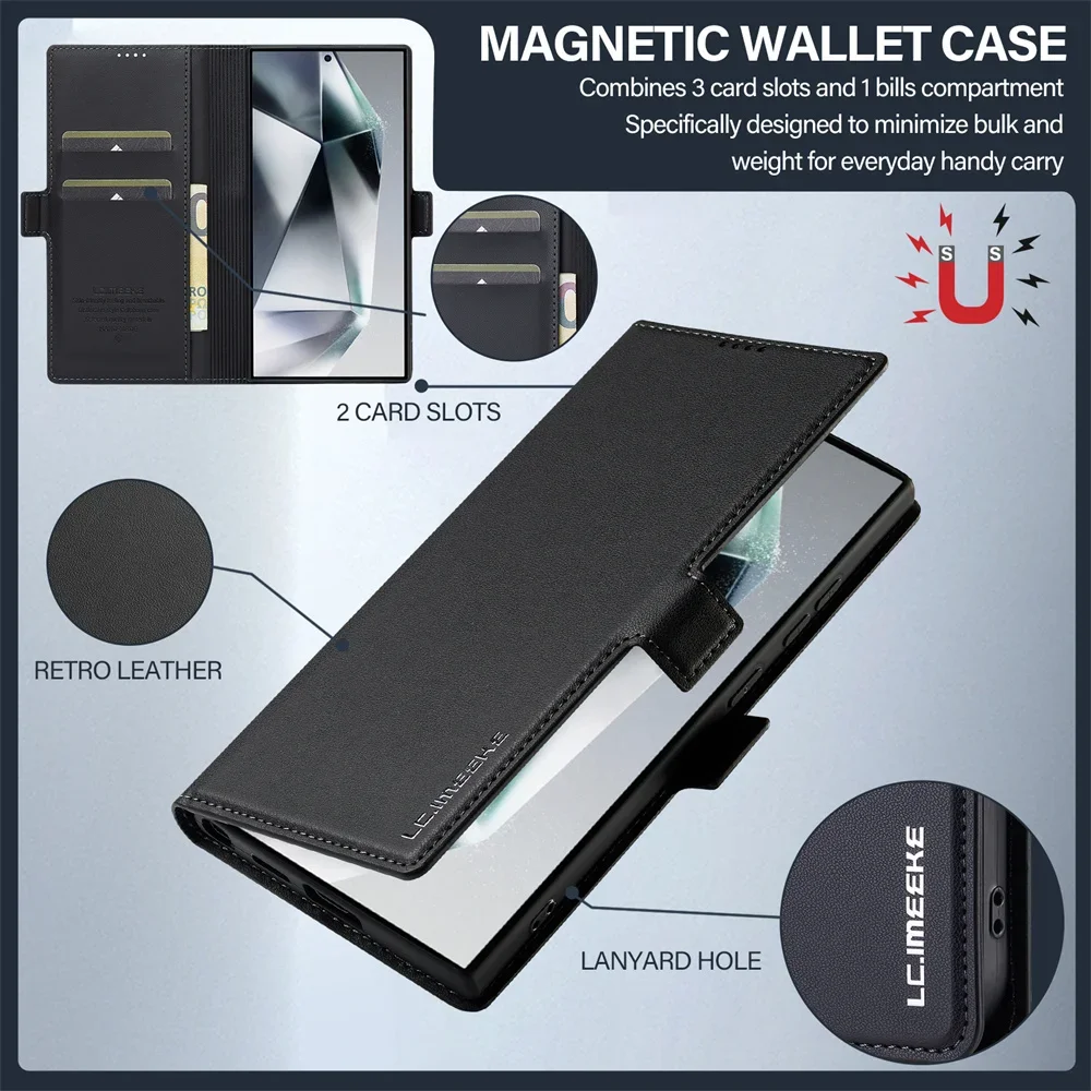 Sleek Leather Card Holder Wallet Flip Case