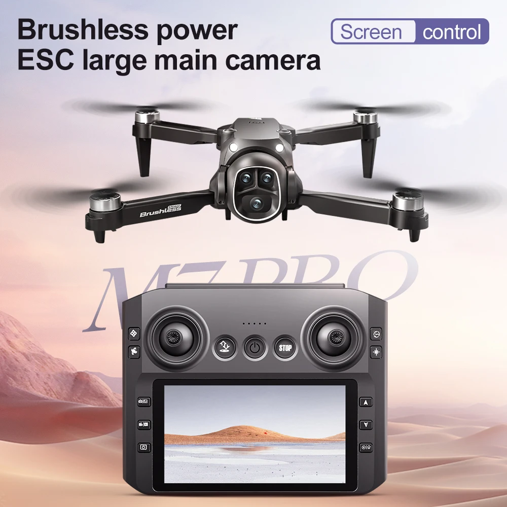 Drone de poche M7 8K HD avec caméra duale et GPS, évitant un obstacle lors d'un vol en extérieur.