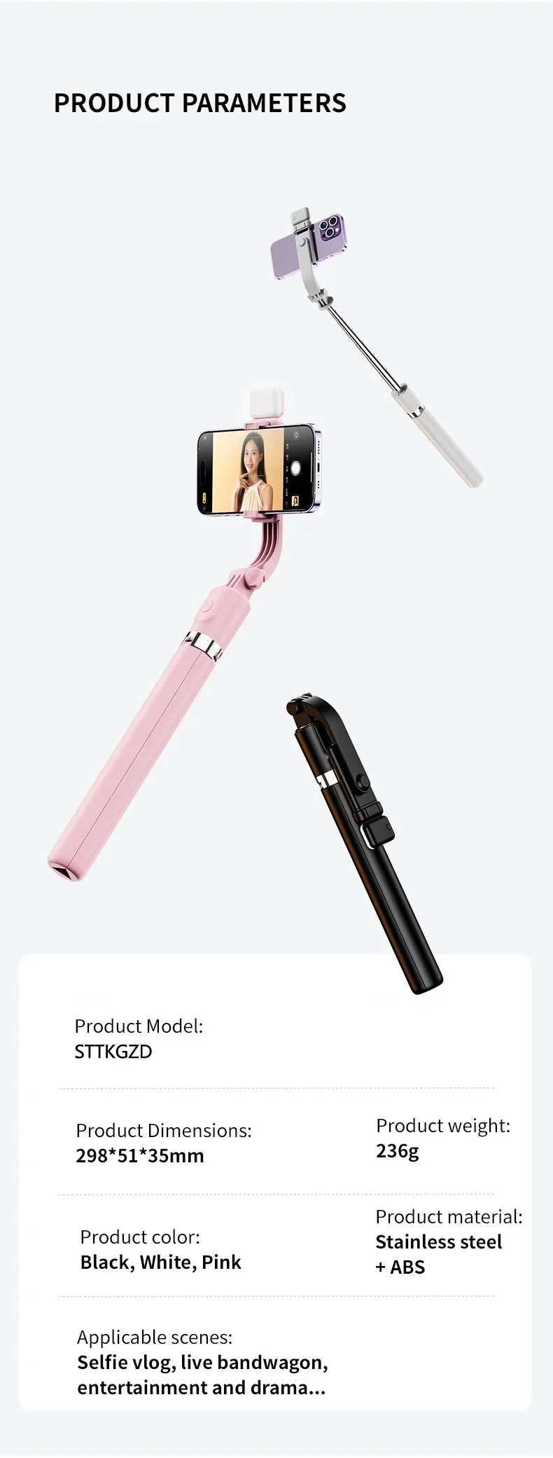 Selfie Stick 1700mm Ultra Long Stretch Portable Phone Holder Bluetooth Remote With Fill light Tripod Stand For Live Broadcas