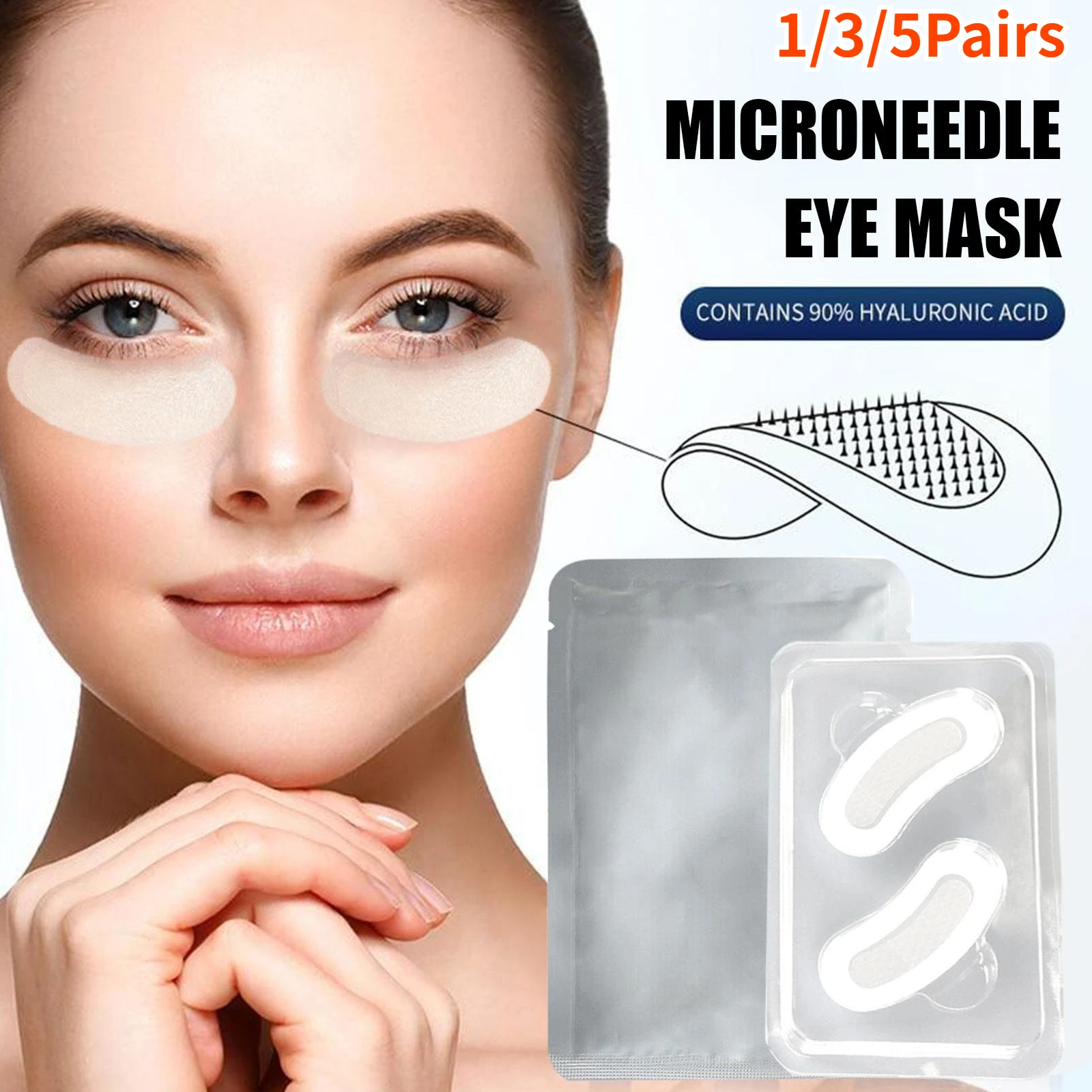 Microneedle Eye Mask 1/3/5Pairs 2200 Nano Soluble Applied Hyaluronic Acid To Improve Dark Eye Circles Care Skin Care Beauty