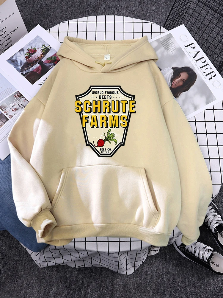 World Famous Beets Schrute Farms Crop Printing Prints Sweatshirt Women\'S Warm Softsportshirt Casual Hoodies Loose Female Tops