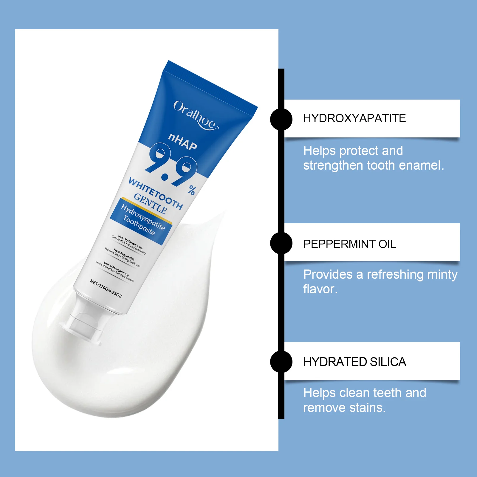 Hydroxyapatite Toothpaste Enamel Repair Teeth Stains Cleansing Bad Breath Removal Dental Birghtening Preventing Periodontitis