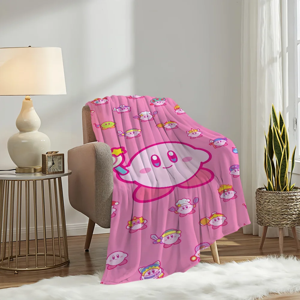 Cartoon K-Kirby Cute Game Blanket Soft Plush Nap Sofa rug for Living Room Warm Office Bedroom Birthday Home Travel Kid Gifts 2