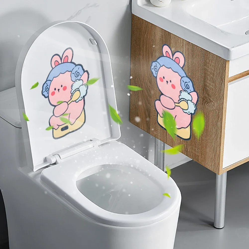 1/5pcs Cartoon Animal Toilet Deodorant Stickers Rose Lemon Jasmine Fragrant Toilet Sticker Remove Odor Decoration Sticker