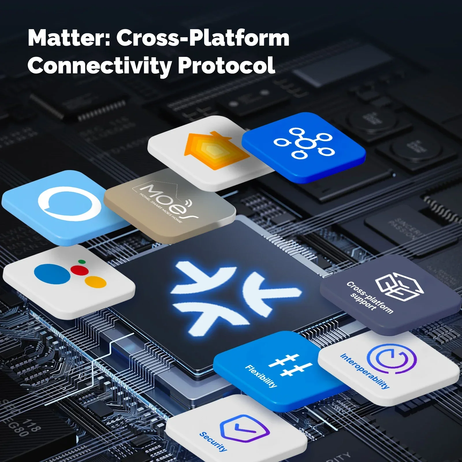 MOES Smart Light Switch EU WiFi Matter Button Remo...