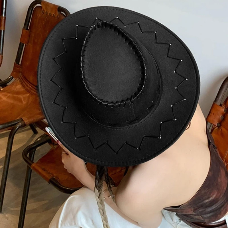 Women Cowboy Hat Western Wide Brim Hat Handkerchief Knight Set Cosplay Party Costume Men Fedora Headdress cowboy hats cowgirl hats