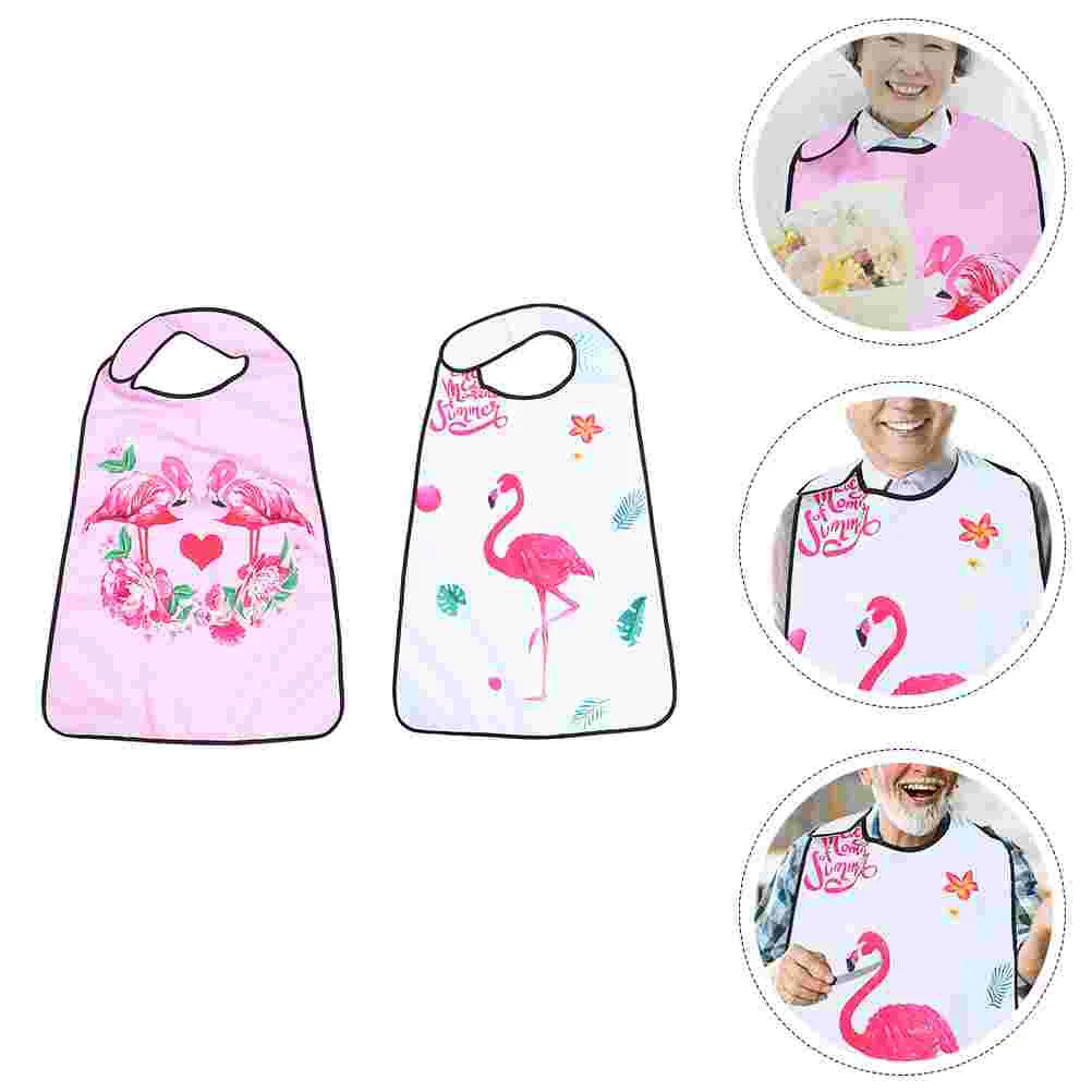 

2 Pcs Adult Bib Dirty-resistant Apron Eating Clothing Protector Mealtime Polyester Premie Clothes Elder Anti-dirty Saliva Towel