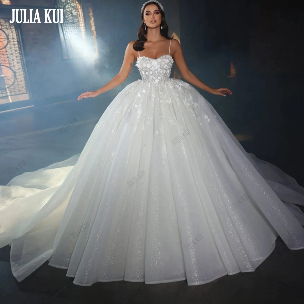 

Роскошное бальное платье для свадьбы с женским платьем без рукавов на тонких бретельках с 3D цветами