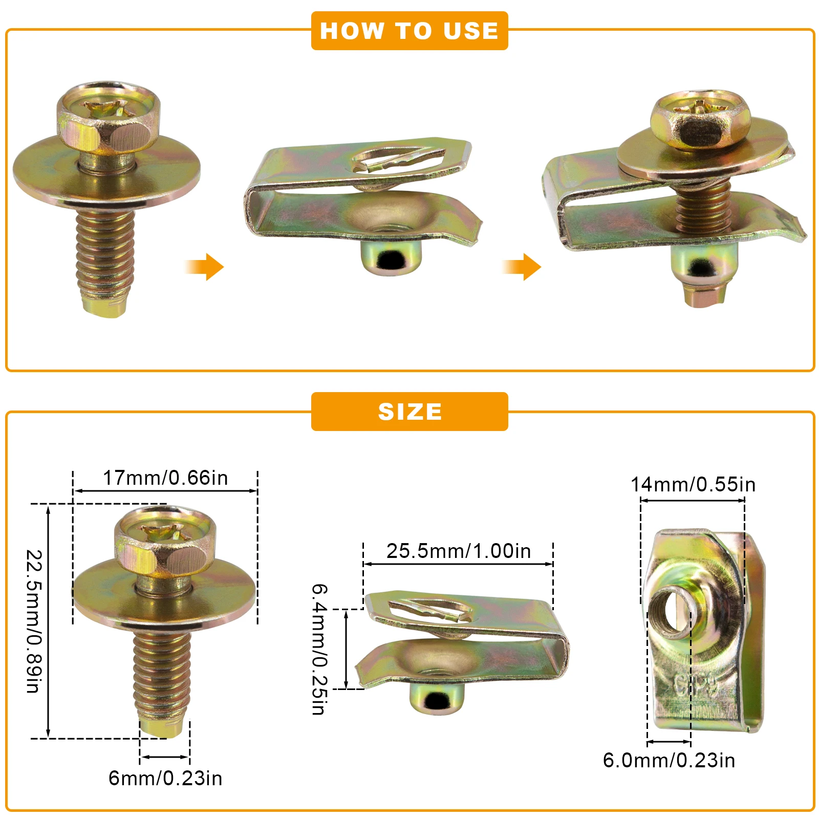 120pcs Auto Kunststoff Nieten Halter 6,3 mm 8 mm 9 mm 10 mm Dehnschrauben  Ersatzsatz Stoßstange Push -tt