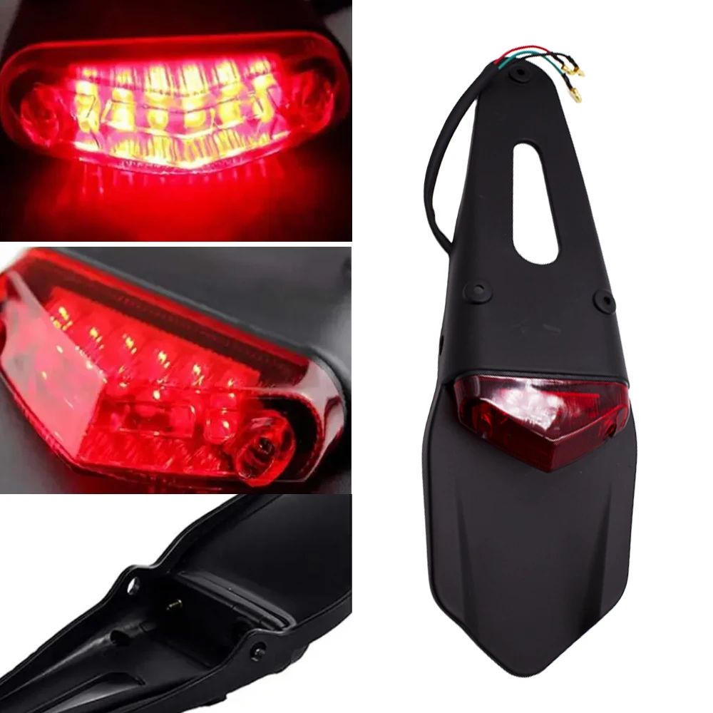 

Motorcycle Rear Fender Tail Light Dirt Bike 12V LED Taillight Brake Stop License Plate Lamp Universal
