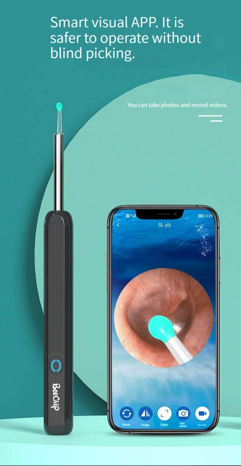 Wireless WiFi Ear Pick Otoscope Camera Borescope Luminous Ear Wax Cleaning Health Care Ear Cleaner Visible Ear Scoop