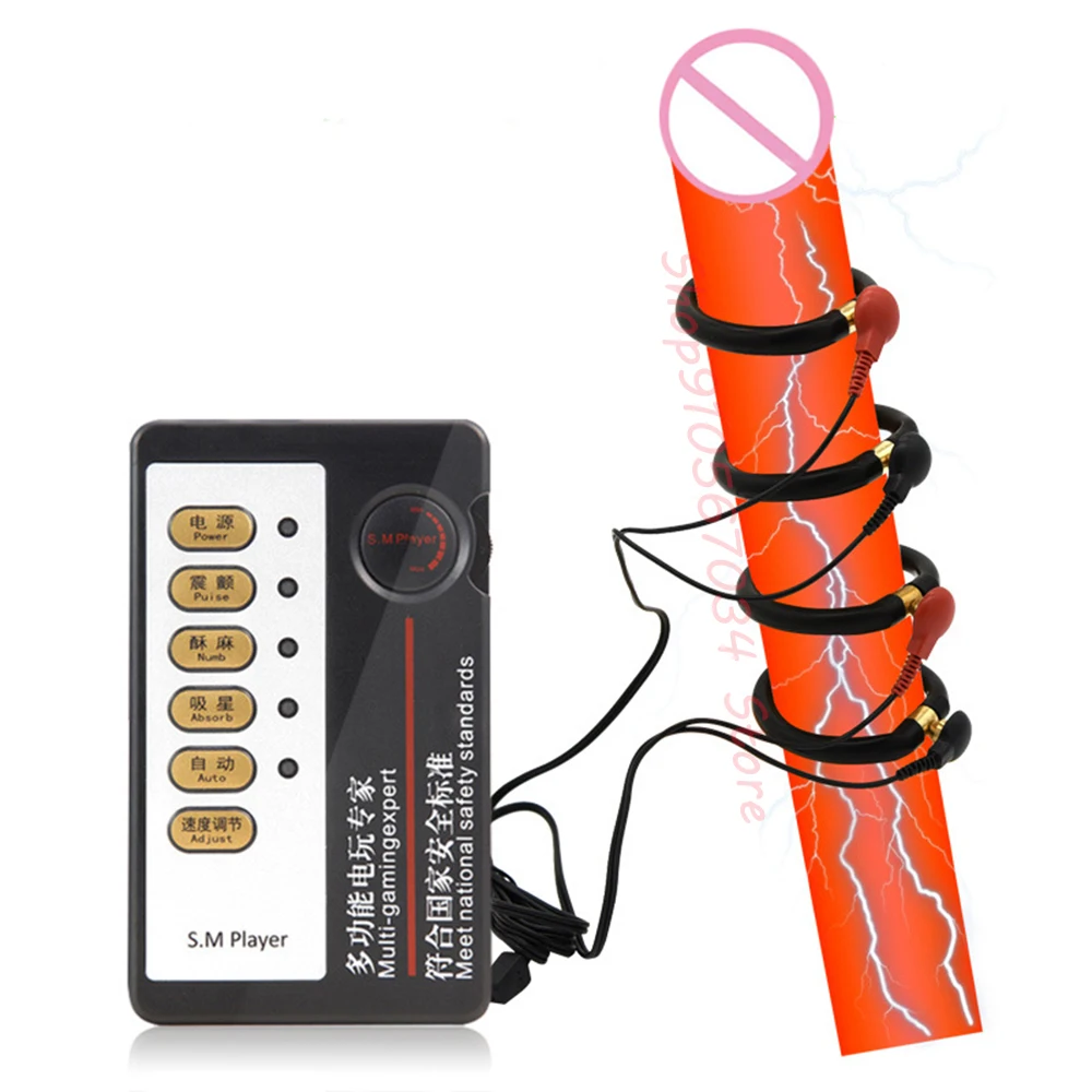 Electro Stimulation Bdsm Shock Silicone Tube Cock Ring,e-stim Conductive Loops Penis Ring,Electric Sex Toys For Male Masturbator