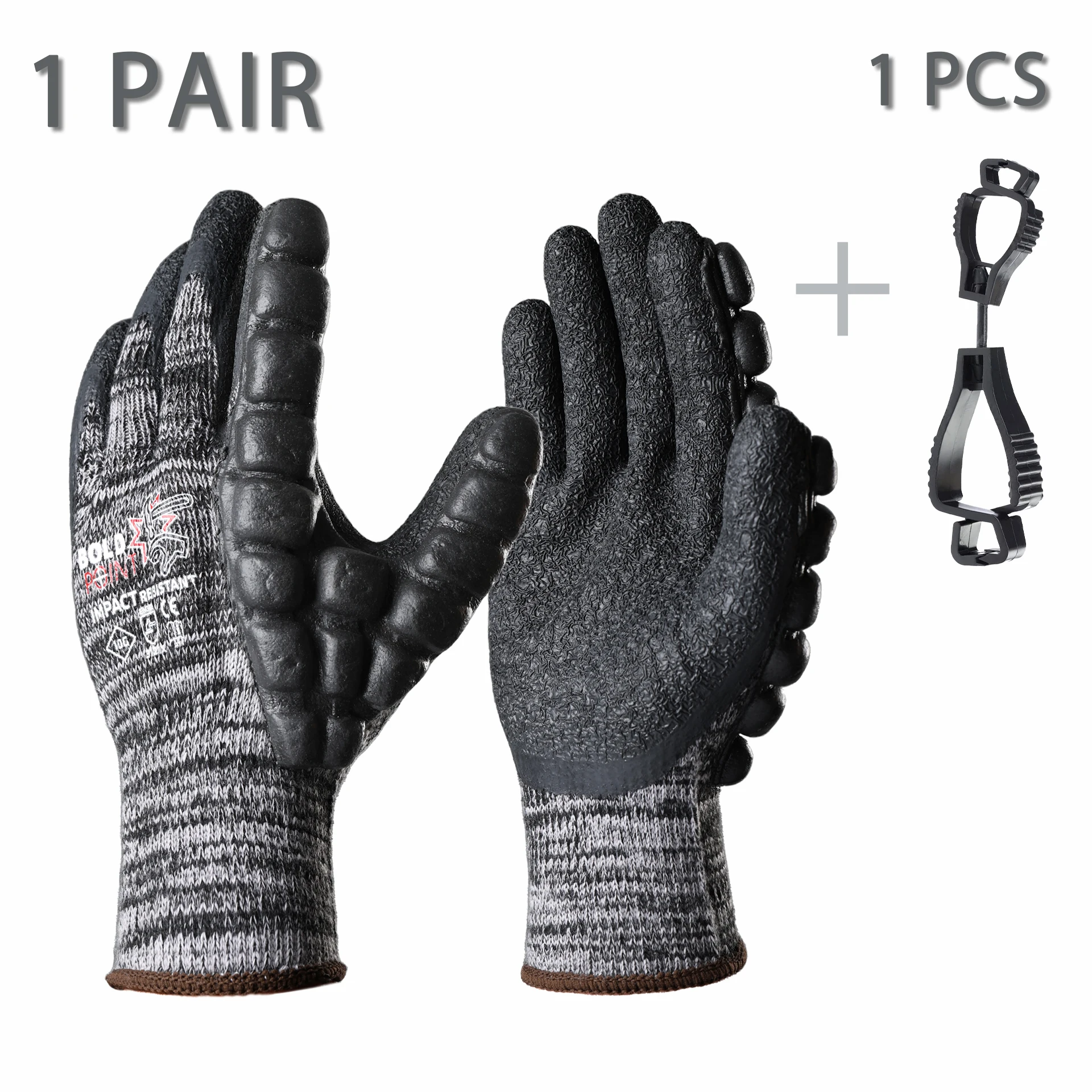 

1 Pair Anti-Impact Hammer Gloves with Glove Clip for DIY, Woodworking, Construction, Metalwork. Suitable for Men & Women