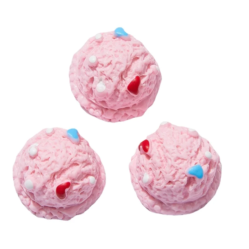 Kawaii Simulation Ice cream Ball Dollhouse Miniature Resin Cabochon Flatbacks Fake Food Phone Decor DIY Scrapbooking Accessories