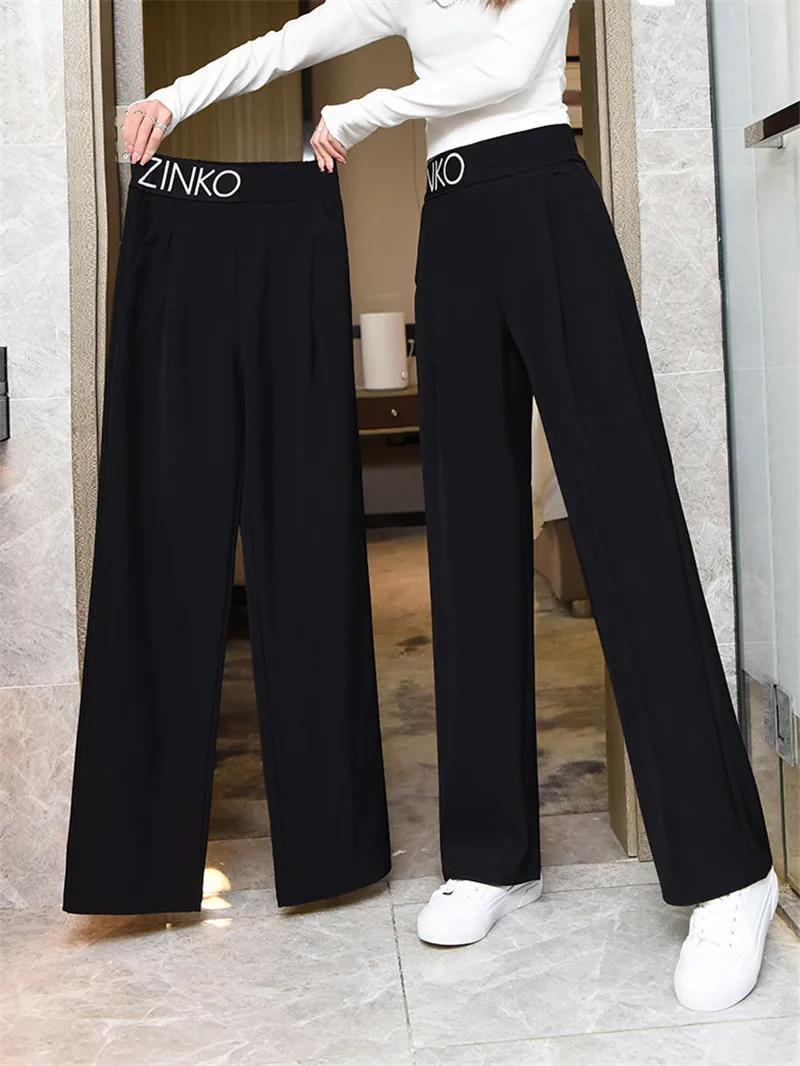 

Wide Leg Pants Women's Spring and Autumn Thin Pants Summer New Elastic High Waist Casual Loose Straight Suit Long Trousers
