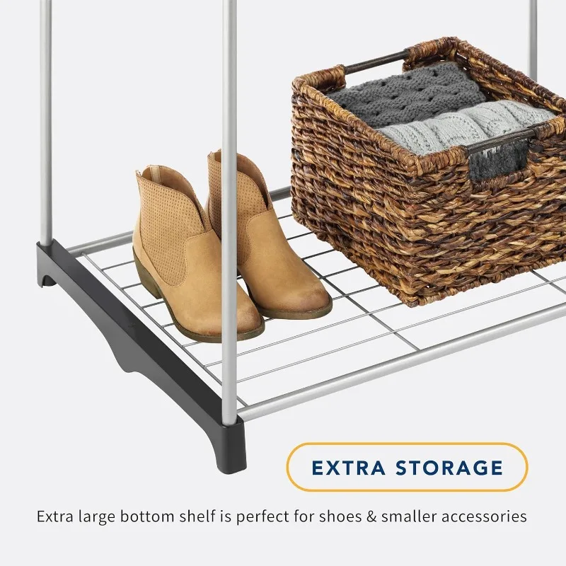 Double Rod Freestanding Closet Organizer, Silver 5