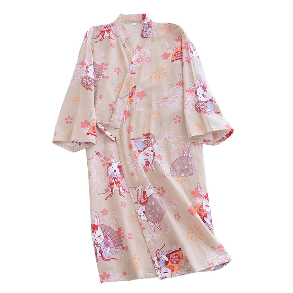 Cotton Robe Long Kimono Japanese Traditional Pajamas Women Night Gown Sleepwear Yukata Comfortable Bathrobe Home Dress