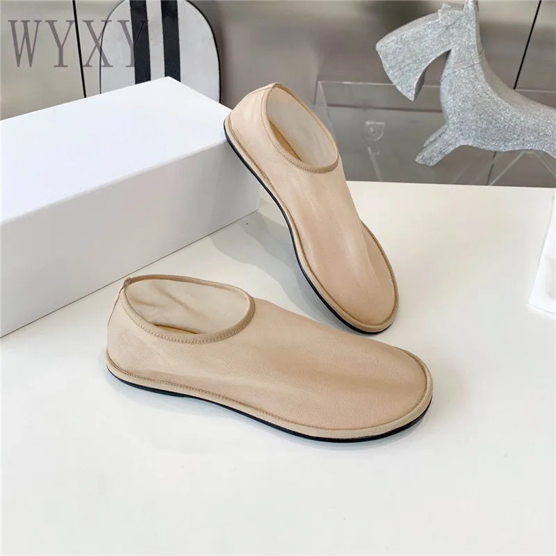 

Summer New Mesh Women Flats Concise Round Toe Casual Genuine Leather Comfort Breathable Women Shoes Slip-On Shoes For Woman 2023