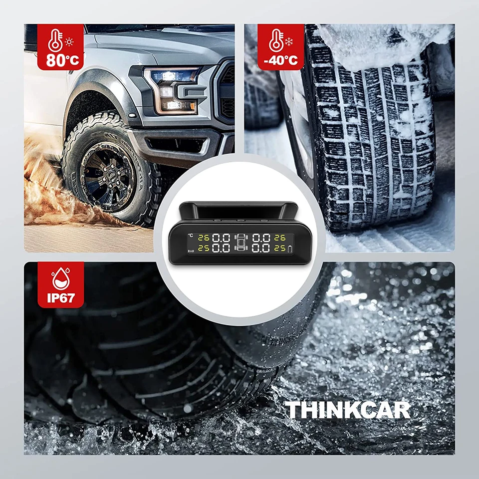 Car tire pressure monitor car tire pressure sensor E-ACE K07 TPMS solar sensor intelligence wireless tire pressure monitoring system temperature warning with 4 sensors