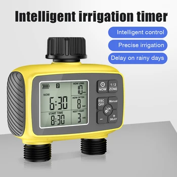 2-ZONE Digital Water Timer Automatic Irrigation Controller Garden Flower Plants Watering Device Programmable Timed Sprinkler 1