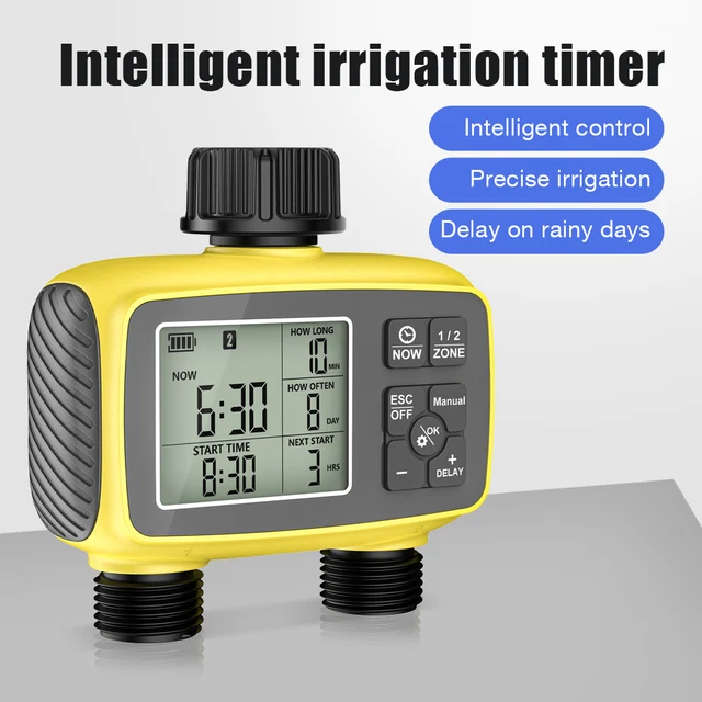 2-ZONE Digital Water Timer Automatic Irrigation Controller Garden Flower Plants Watering Device Programmable Timed Sprinkler 1