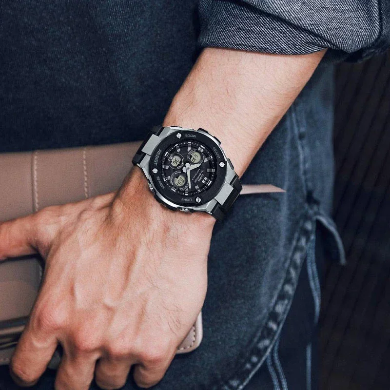 GST-B100 Cinturino di ricambio in acciaio inossidabile compatibile con Casio G-Shock G-Steel GST-B100 GST-210 GST-S300 GST-S110 GST-S10 GST-W100 W110 W300 da uomo (argento