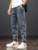 Large size elastic workwear jeans, men's ankle tied Harlan pants, wear-resistant and fat added, plus size trendy and loose 5