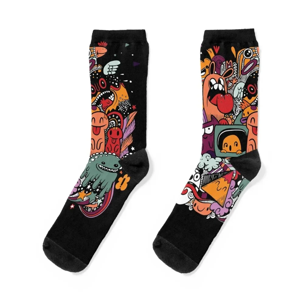 Super drawing in graffiti style Socks heated New year's bright garter Socks Female Men's
