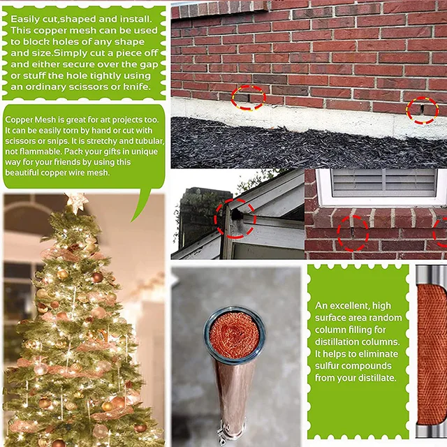 4 X 40 Hüvelyk Rézháló, Tekercs Rágcsáló Háló Réz Gyapjú Rézhuzal -Réz Képernyő A Desztilláláshoz És Növényvédelemhez - Image 6