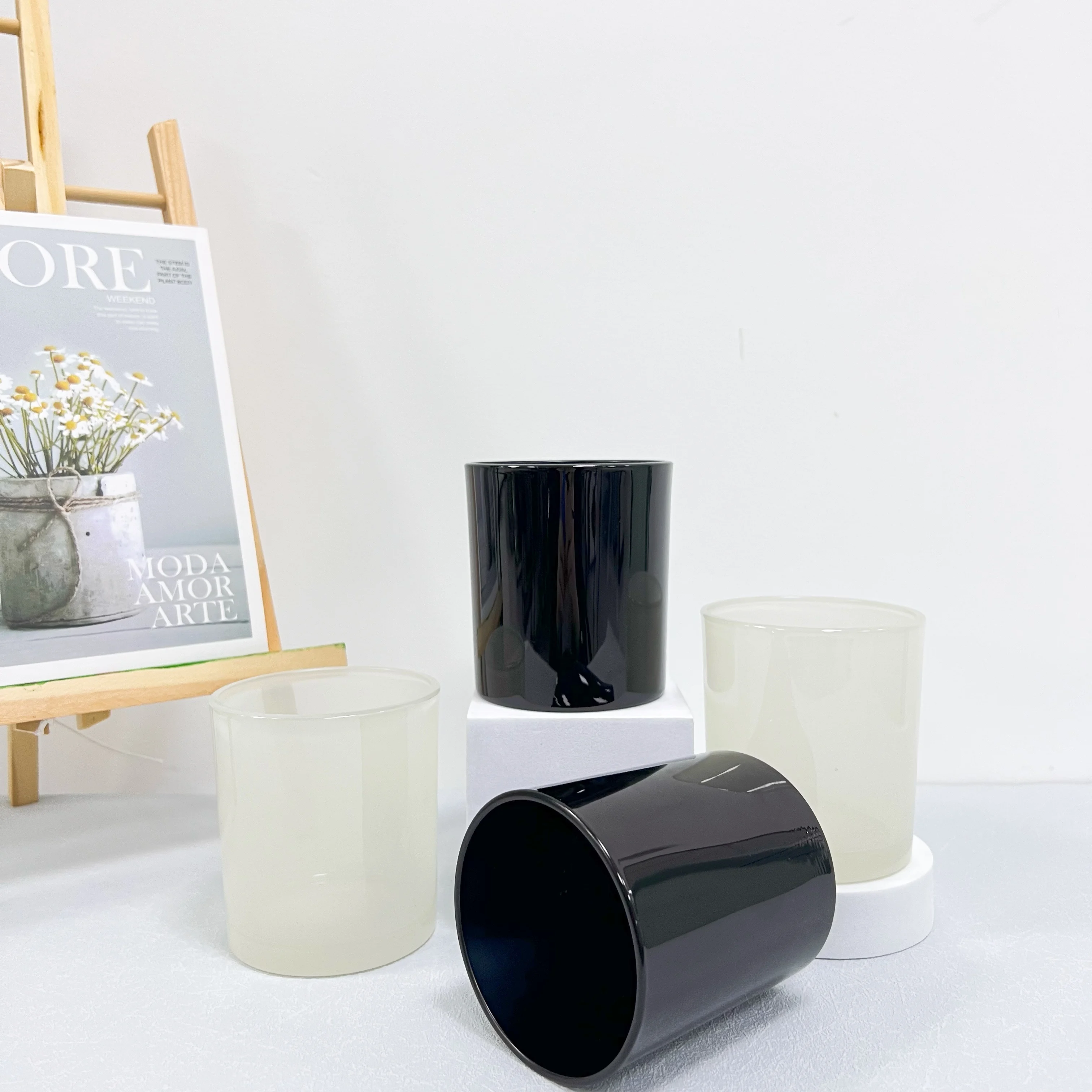 wholesale candle jars black glass candle