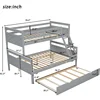 Solid Wood Double Bed Frame with Guardrail and Ladder 2