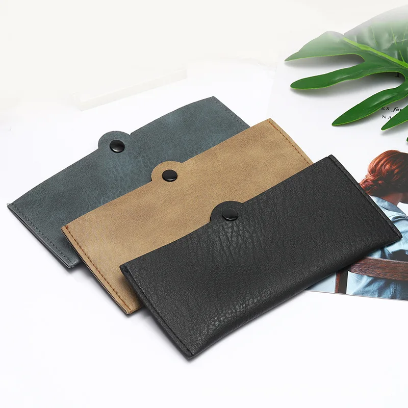 

Handmade Leather Glasses Case Fold-able Portable Buckle Sun Clip Lens Case Soft Bag for Reading Eyeglasses Sunglasses