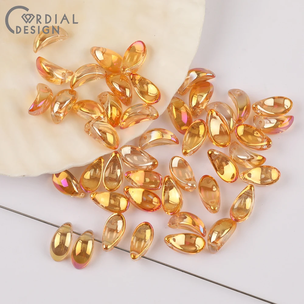Cordial Design 6*13MM 400pcs Beads Making/Aurora Effect/DIY Glass Bead/Hand Made/Petal Shape/Jewelry Findings & Components - cordial