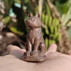 Hand - Carved Wooden Wolf Totem Ornament - Folk Art Style, Perfect for Home Decor & Special Occasions (1pc)