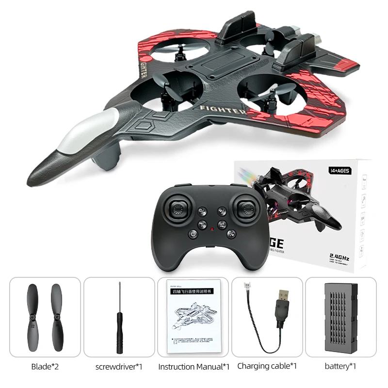 Schaumstoff RC Plane Fighter 2.4G Fernbedienung Stunt Glider 360 °   Rolling Flight Flying EPP-Schaumstoffflugzeug mit LED-Spielzeug für Kinder