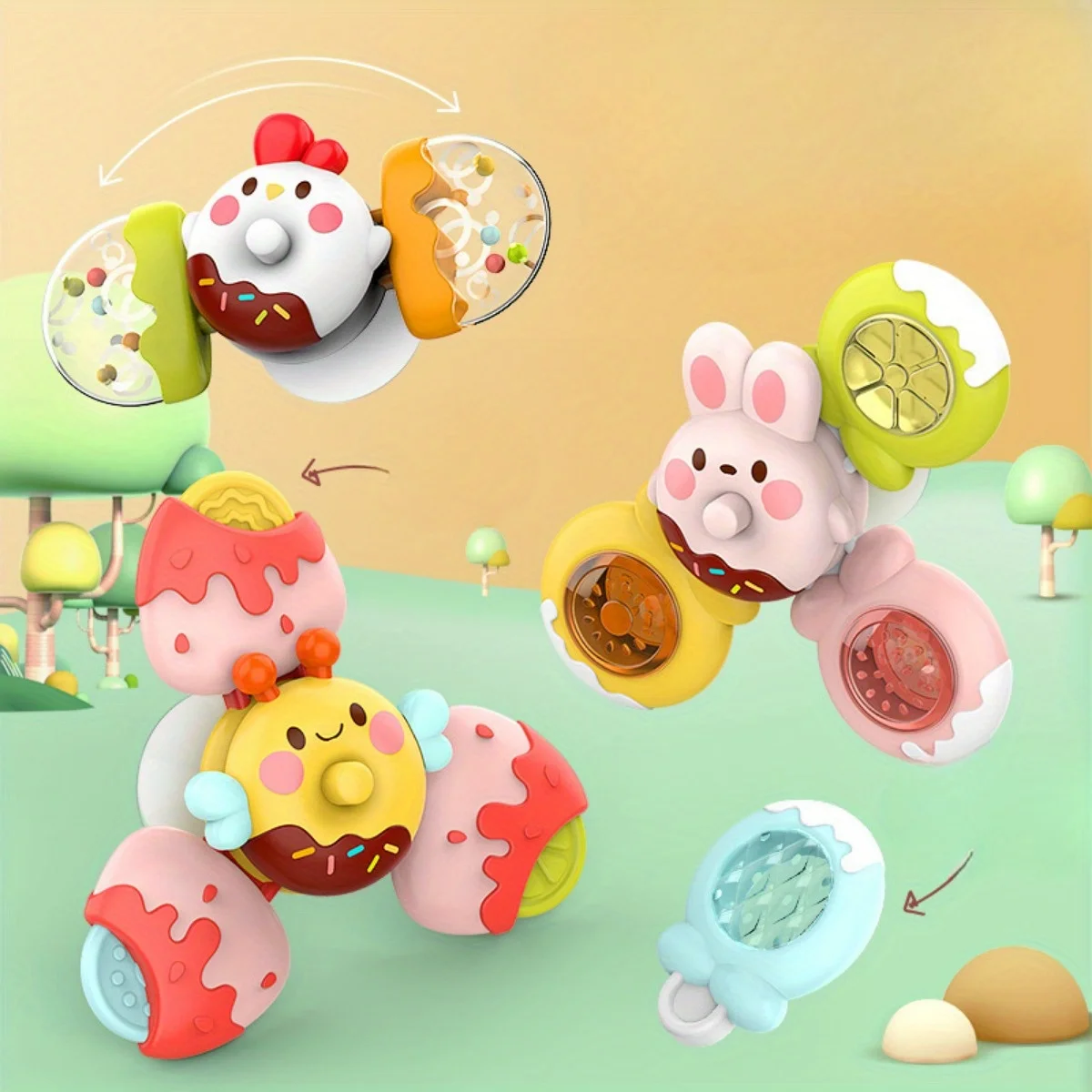 Baby candy suction cup spinning music children's water table gyro rotating baby rattle toothpaste toy