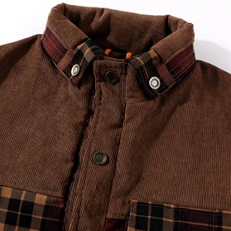 Men s Plaid Sherpa Lined Shirt Jacket Lapel Neck Long Sleeve Button Down Winter Coat Warm Outwear with Pockets