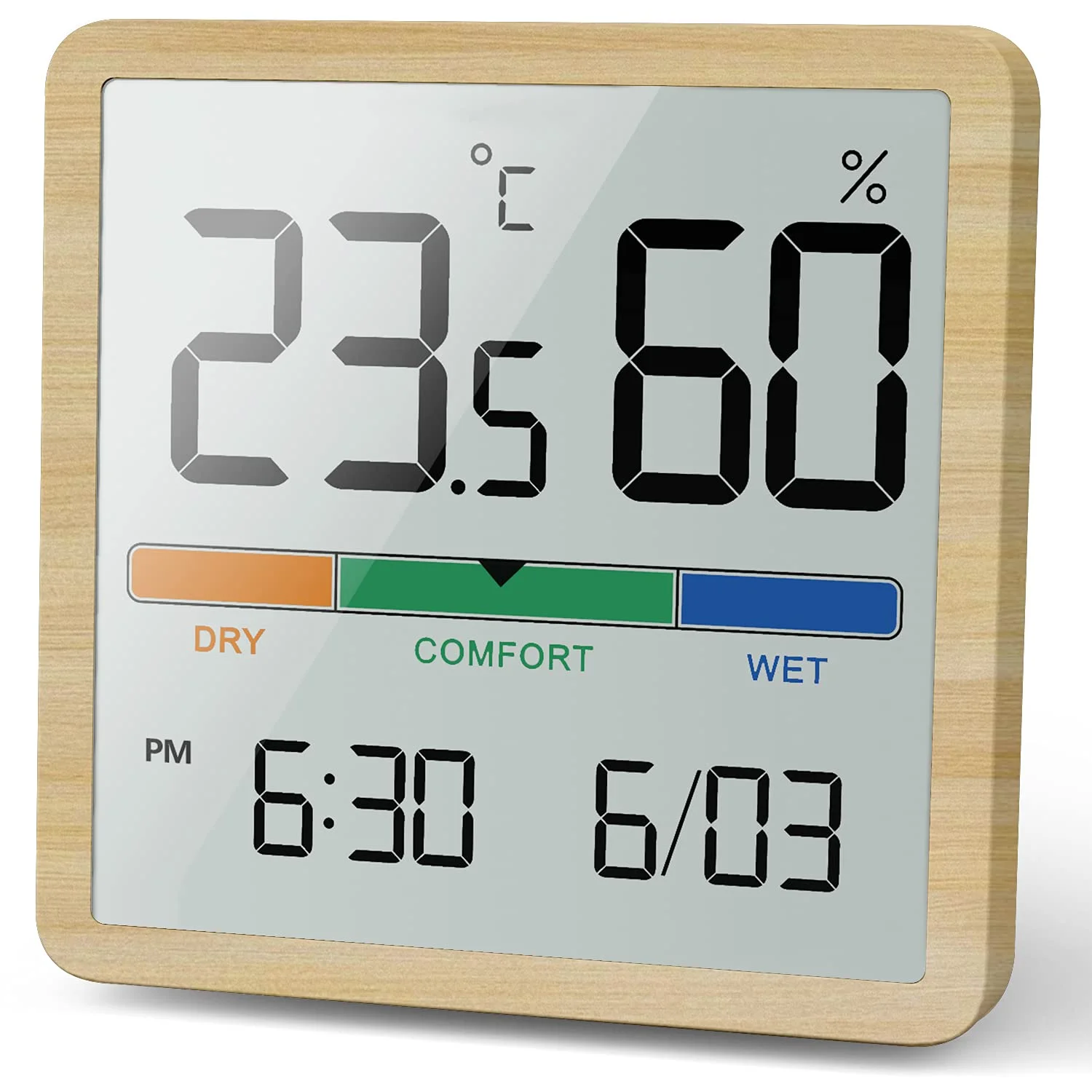 Despertador de mesilla digital de vellón reloj de mesa con higrómetro,  termómetro de precisión, medidor de humedad ambiente y temperatura con luz