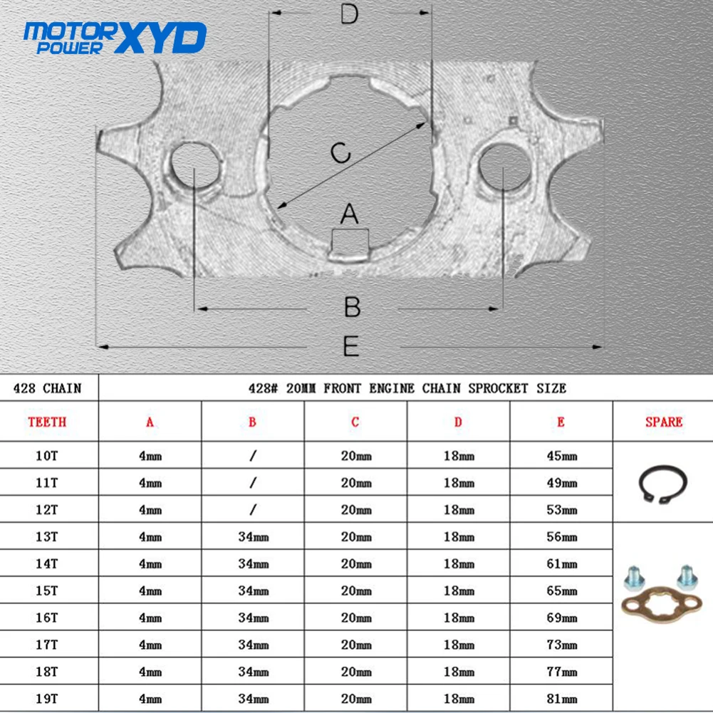 Front Engine Chain Sprocket T Teeth 428# 20mm 10-19 For Dirt Pit Bike Monkey ATV Quad Go Kart