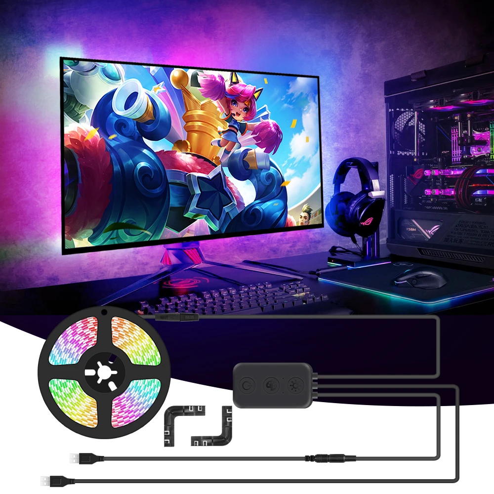 rammelaar ziel samenwerken Ambient PC Backlight for Game E Sports Computer Monitor, immersion Gaming  Desktop Sync RGB LED Strip Light Screen Decor Lights|LED Strips| -  AliExpress