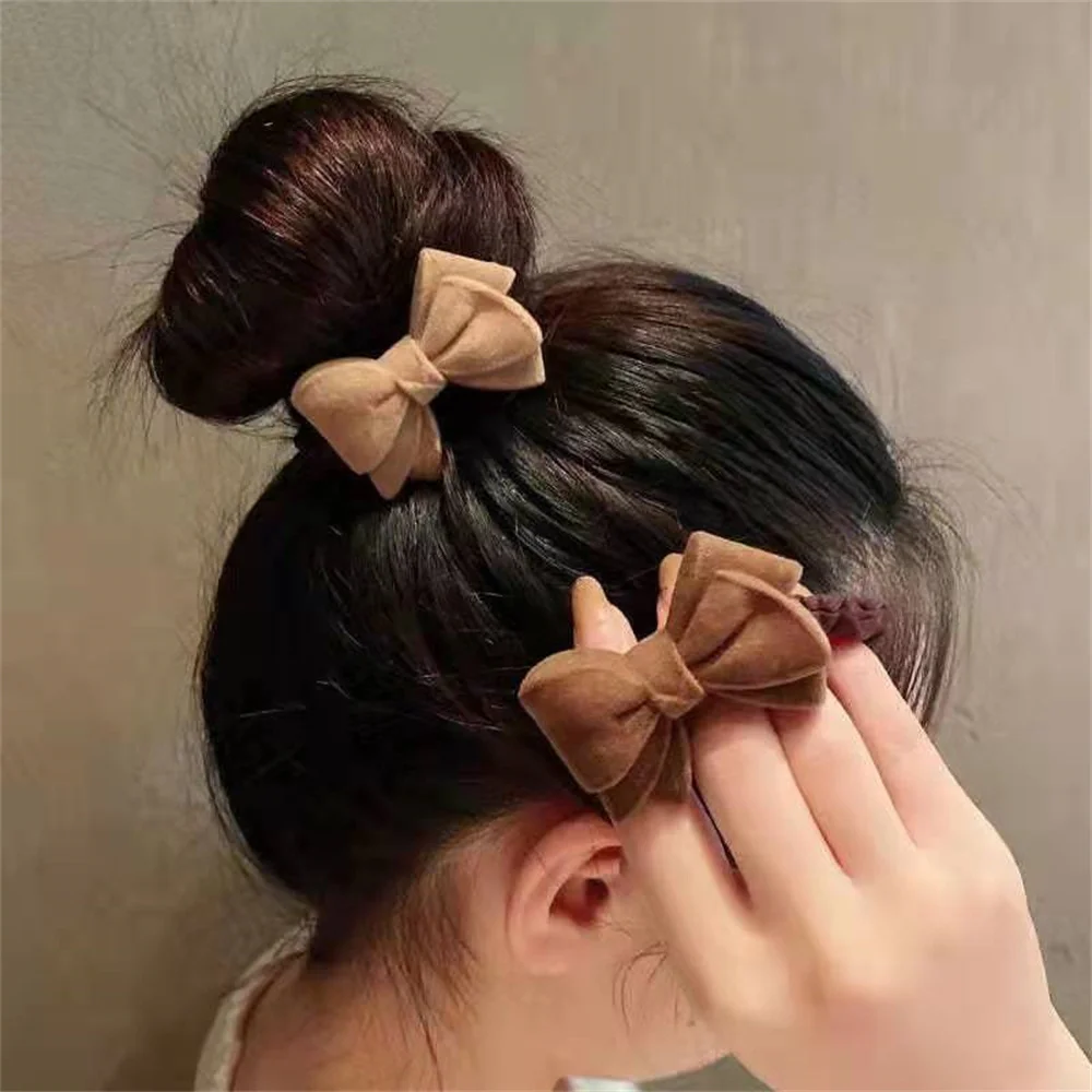 

Flocking Bow Hair Rope Cute Bowknot Hair Ties Vintage Hair Accessories For Girl Fashion Scrunchies Ponytail Holder Headwear