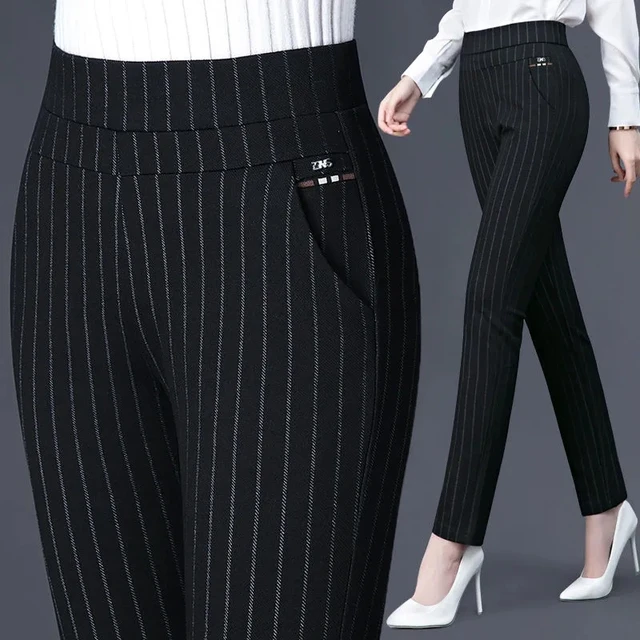 Pantalones informales de cintura alta para mujer, calzas elegantes de  trabajo que combinan con todo, color negro, para verano y primavera, 2023 -  AliExpress