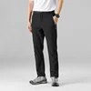 Men's Autumn Winter Fleece Warm Casual Pants Stretch Cosy Fabric Comfortable Long Pants Business Slim Fashion Suit Pants