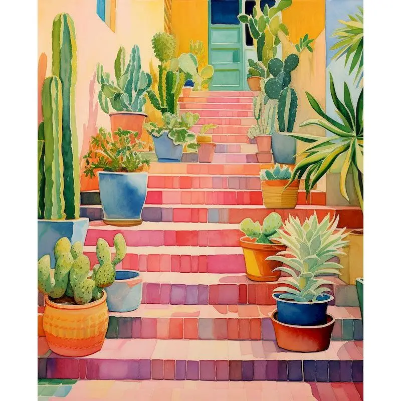 thumbnail image 1 of GATYZTORY Kit de pintura al óleo por números para bricolaje Paisaje rosa Pintura acrílica por números Pintura por números para bricolaje Arte de pintura sobre lienzo por números, 1 of 5